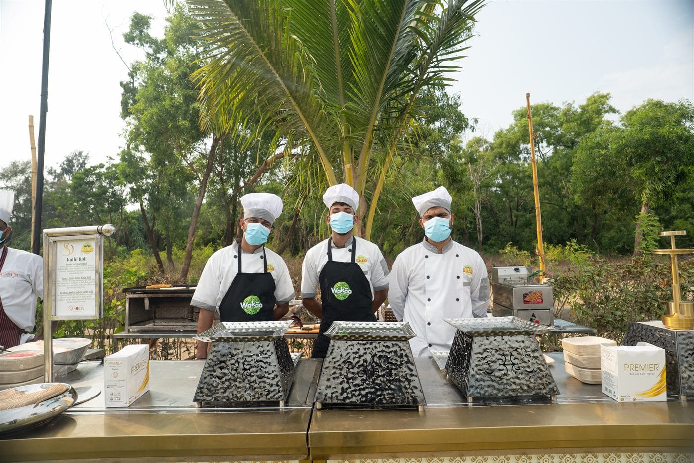 Wakao Khao chefs running live counters at a wedding
